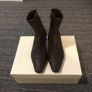 BY FAR Stretch Leather Sleek Ankle Boots